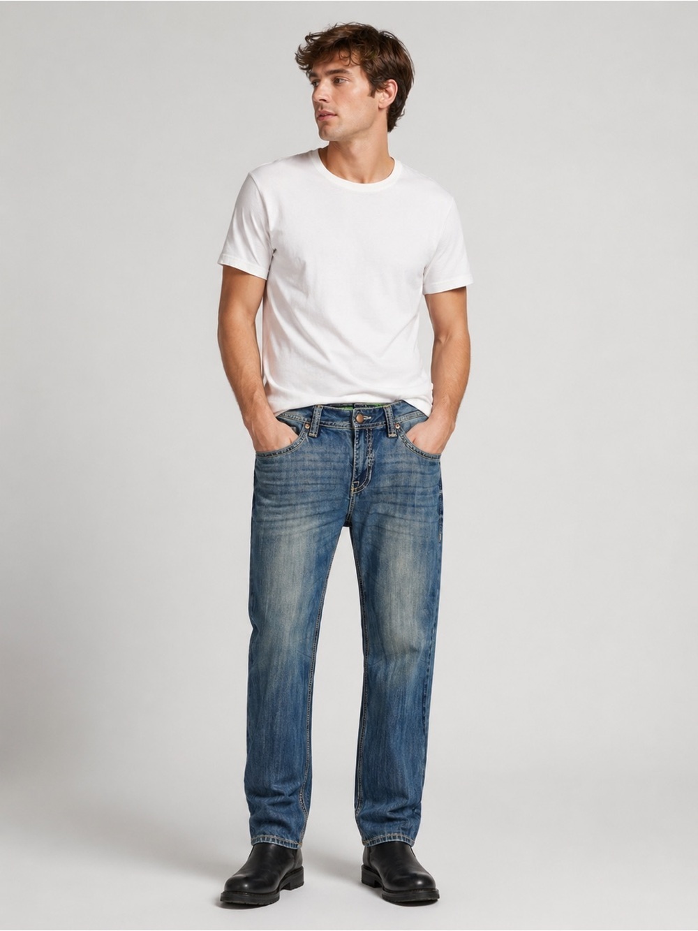 Rock & Roll Denim Pistol Straight Jeans Men’s 34x32 Medium Wash Western Cotton
